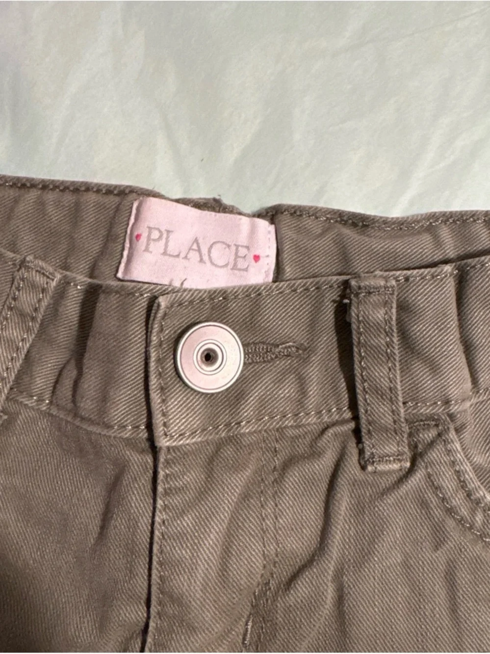 Place Olive Frayed Denim Shorts